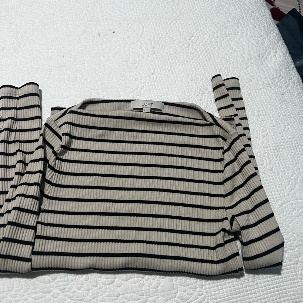 LOFT Black and White Striped Sweater